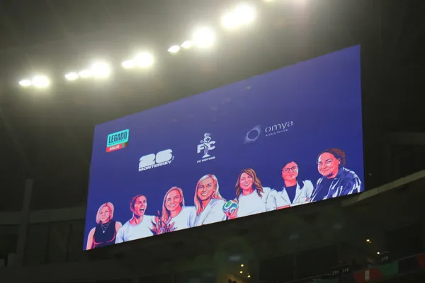 FC Mother on the screen at the Monterrey stadium